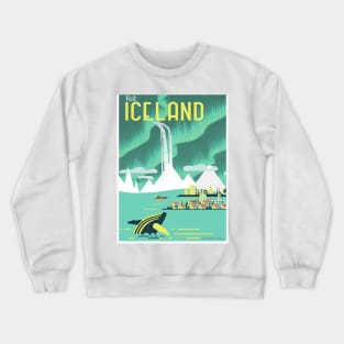 Vintage Visit Iceland Travel Art Crewneck Sweatshirt